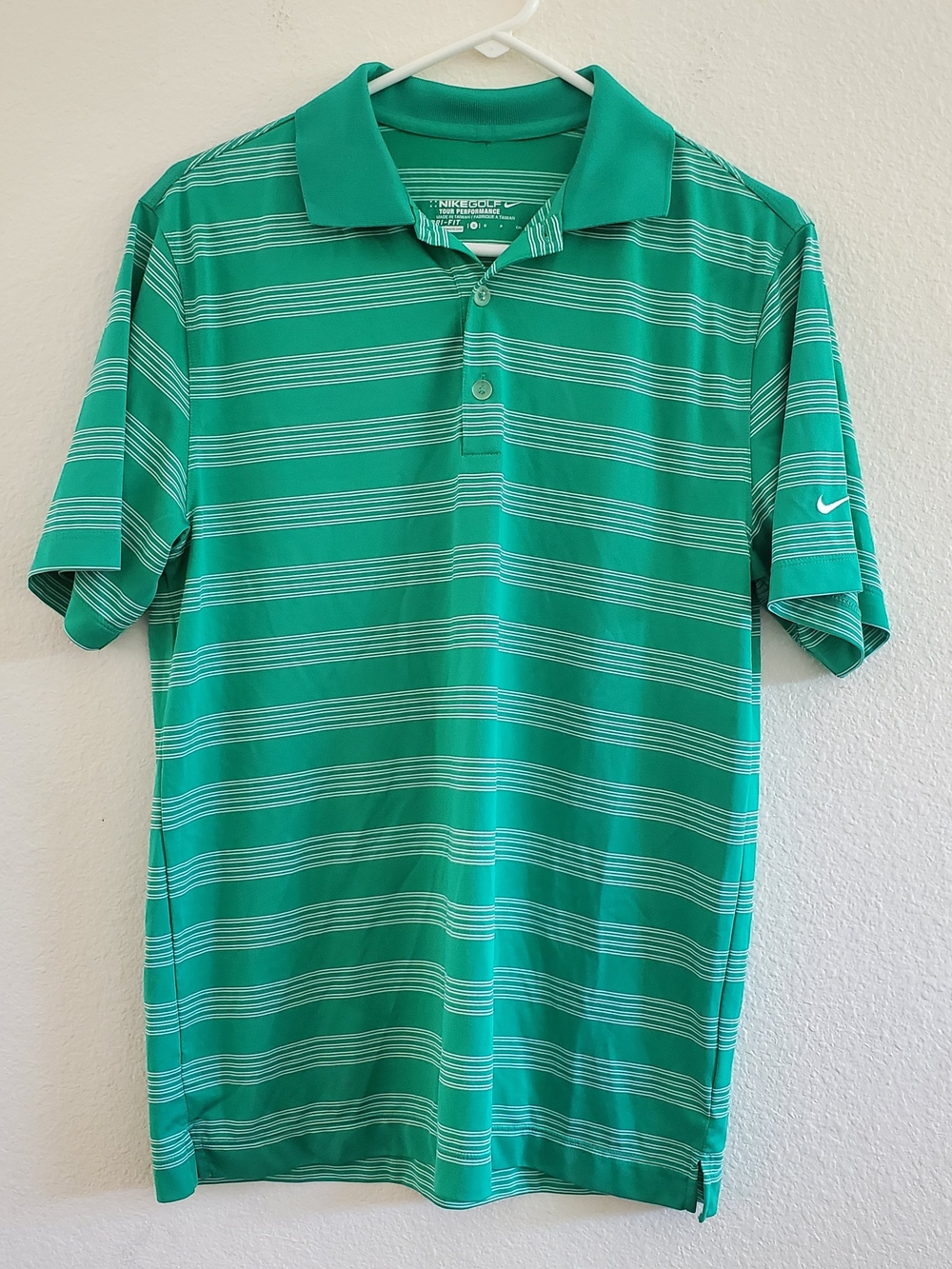 Nike Golf Men’s Green Striped Tour Performance Polo Size S